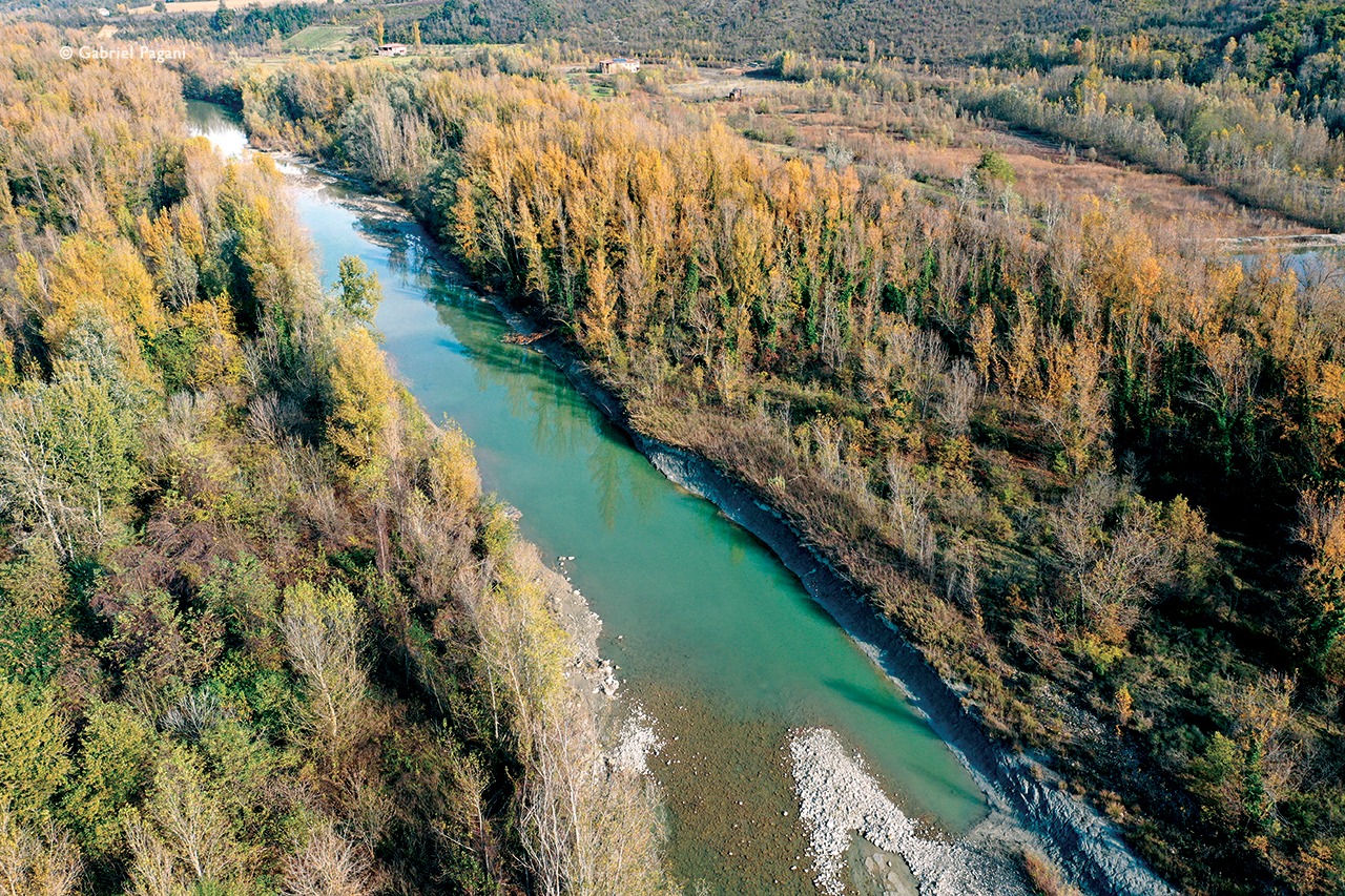 Foto da drone, casalecchio di reno, fiume, colori autunno